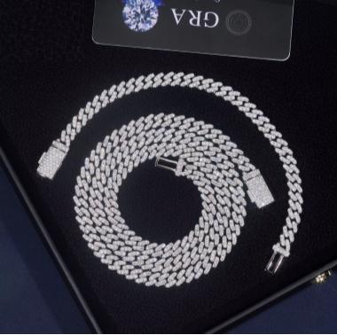 6mm VVS Moissanite Iced Out Cuban Link 925 Sterling Silver Chain