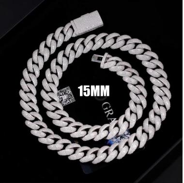 VVS Moissanite Iced Out Cuban Link 925 Silver Chain for Pendant