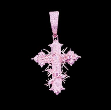 Custom VVS Moissanite Opium Cross Pendant for Men + Necklace