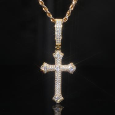 Iced Out VVS Moissanite 925 Silver Cross Pendant Only