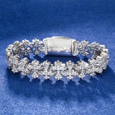 Mens 10mm 925 Silver VVS Moissanite Iced Out Cross Link Bracelet