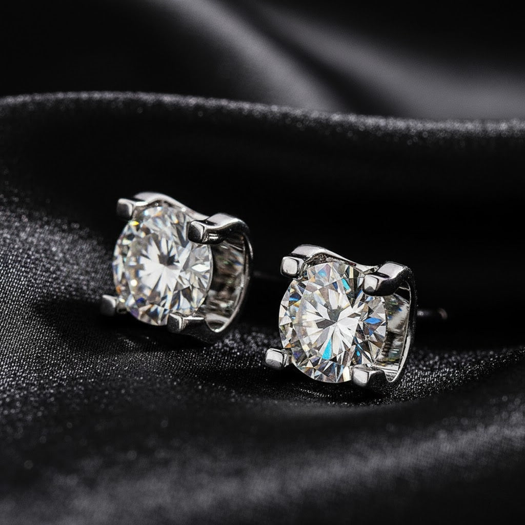 6.5mm VVS Moissanite 925 Silver 1 Carat Earrings Stud for Men
