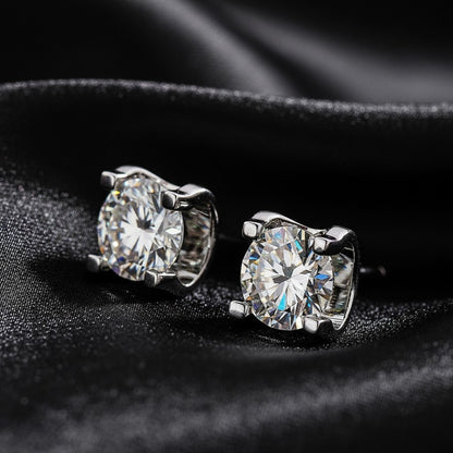 6.5mm VVS Moissanite 925 Silver 1 Carat Earrings Stud for Men