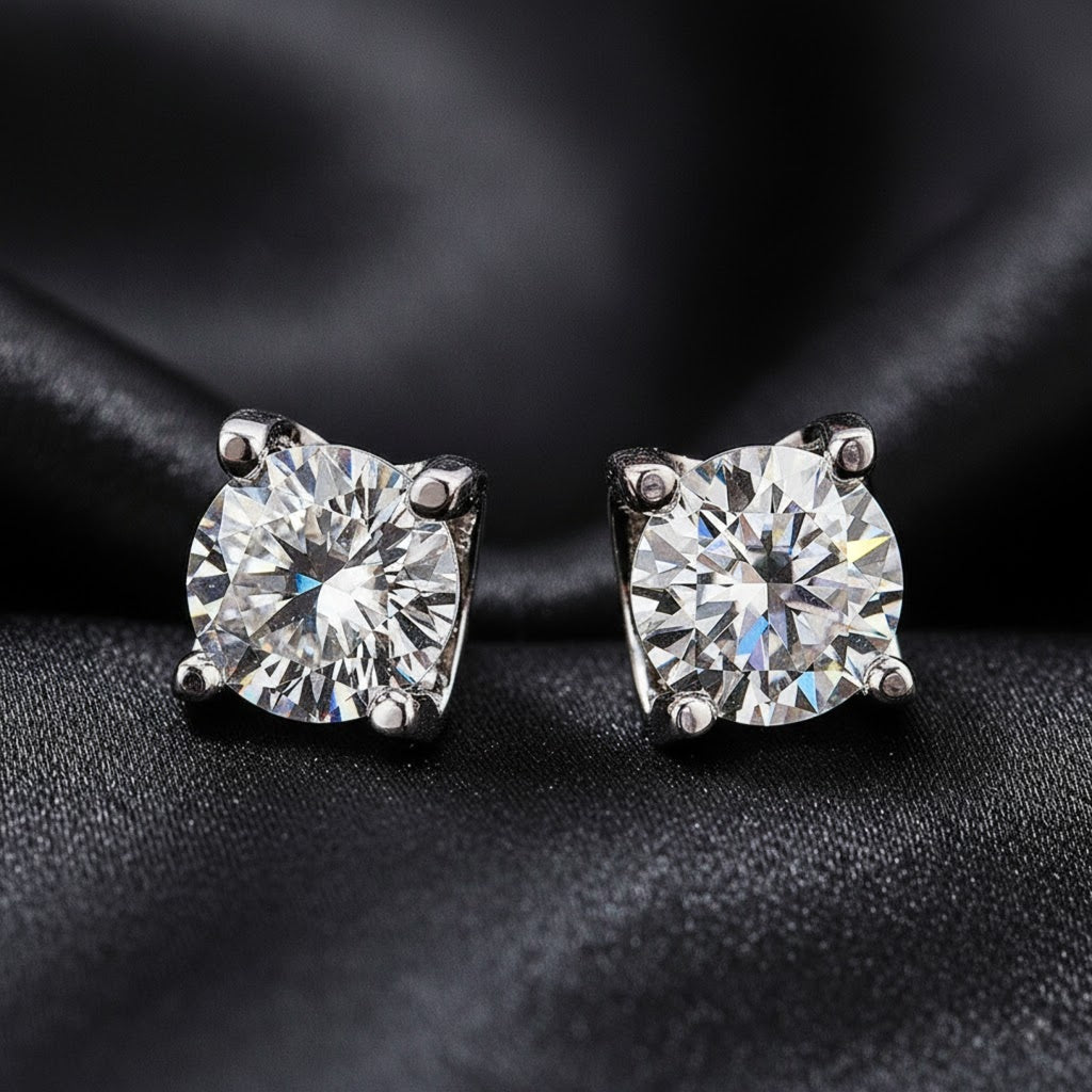6.5mm VVS Moissanite 925 Silver 1 Carat Earrings Stud for Men