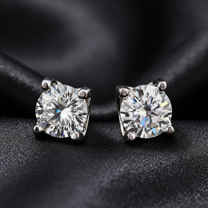 6.5mm VVS Moissanite 925 Silver 1 Carat Earrings Stud for Men