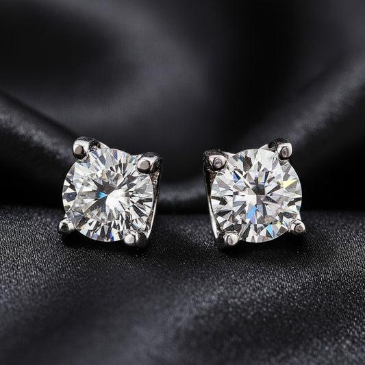 6.5mm VVS Moissanite 925 Silver 1 Carat Earrings Stud for Men