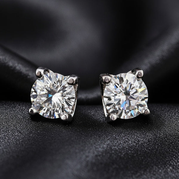 6.5mm VVS Moissanite 925 Silver 1 Carat Earrings Stud for Men