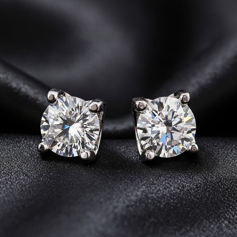 6.5mm VVS Moissanite 925 Silver 1 Carat Earrings Stud for Men