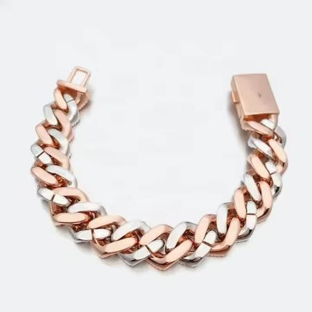 Premium VVS Moissanite Iced Out Men's 13mm Thick Rose Gold Cuban Bracelet