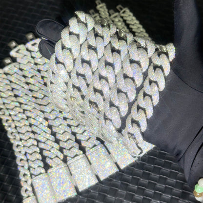 VVS Moissanite Iced Out Cuban Link 925 Silver Chain for Pendant